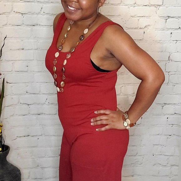 NWT Burnt Orange or black Wide Leg Jumpsuit - Picture 4 of 4